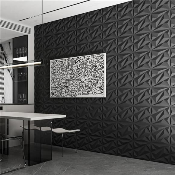 33 Pack 3D Wall Panel Diamond for Interior Wall Décor, PVC Textured Wall Panels - Picture 5 of 7